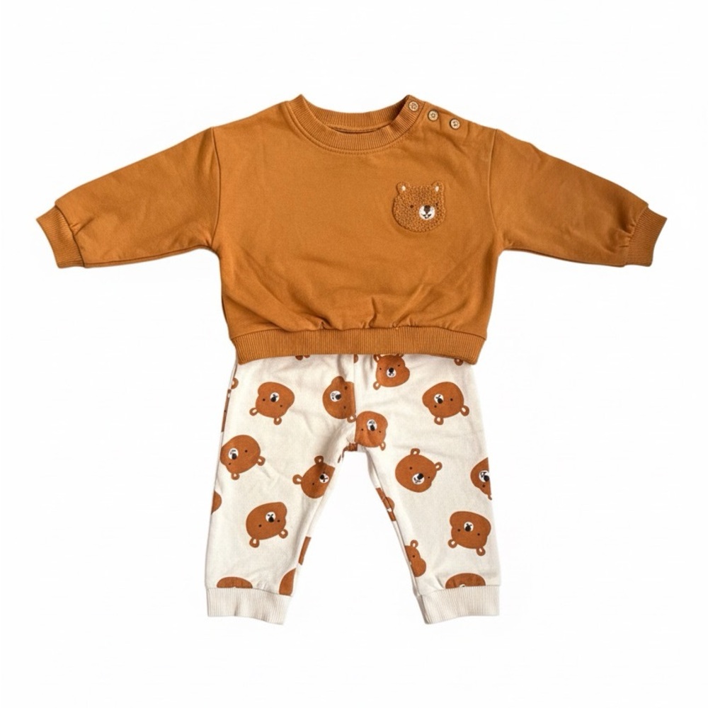 Cute Bear Print Baby Outfit